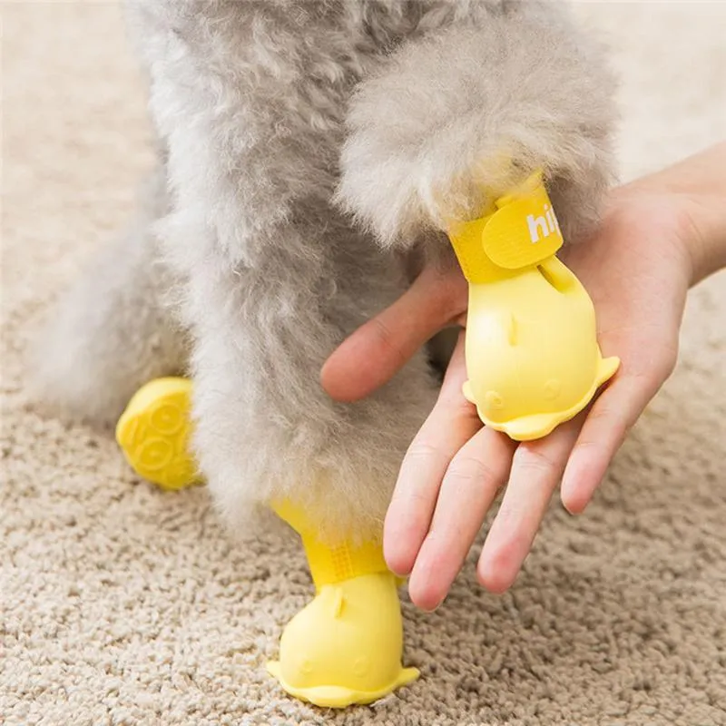 4pcs Pet Dog Rain Waterproof Silicone Rainshoes Shoes Boots