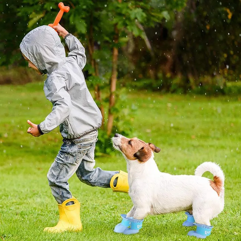 4pcs Pet Dog Rain Waterproof Silicone Rainshoes Shoes Boots