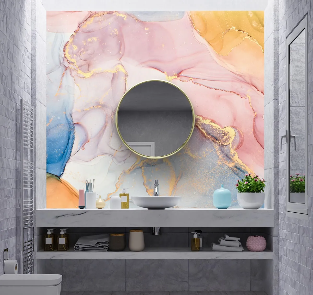 Abstract Natural Watercolor Splashes, Wallpaper for Walls, Customised