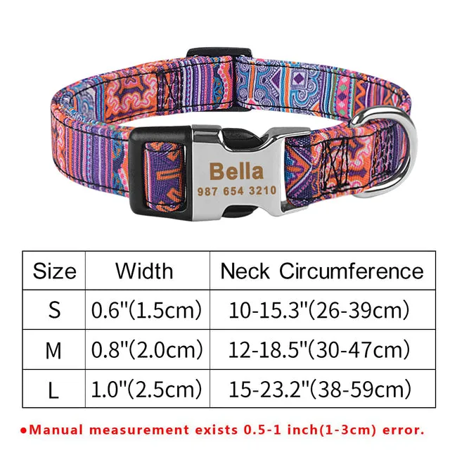 Adjustable Nylon Plaid Unisex Dog Collar Personalized
