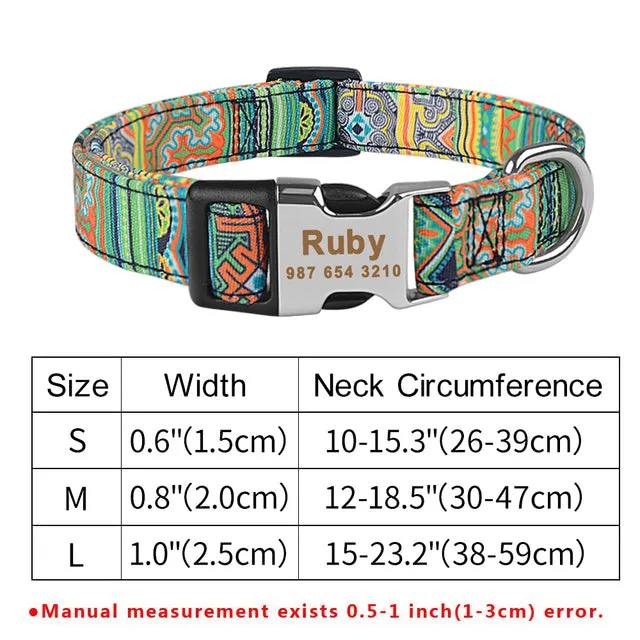 Adjustable Nylon Plaid Unisex Dog Collar Personalized