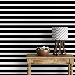 Black & White Stripes Wallpaper for Walls, 57sqft