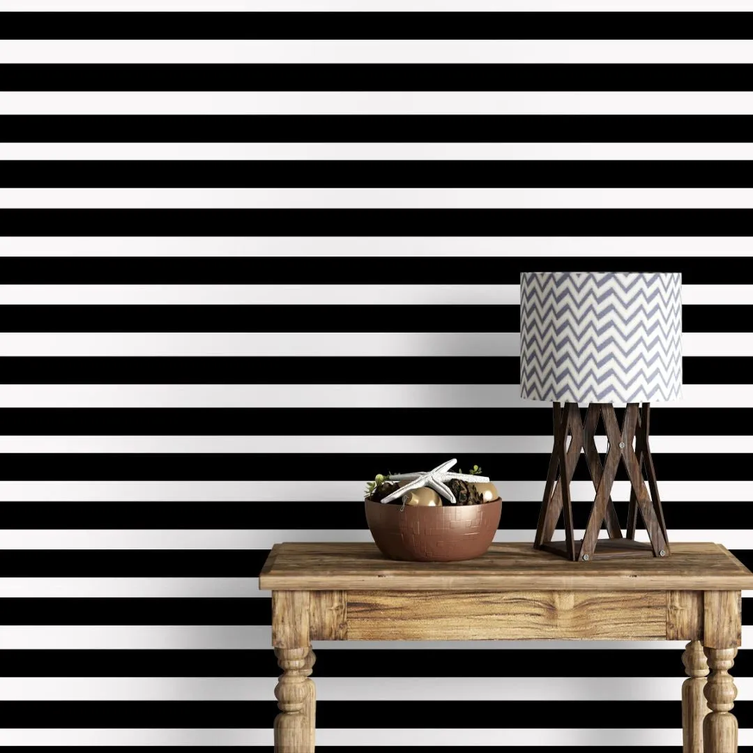 Black & White Stripes Wallpaper for Walls, 57sqft