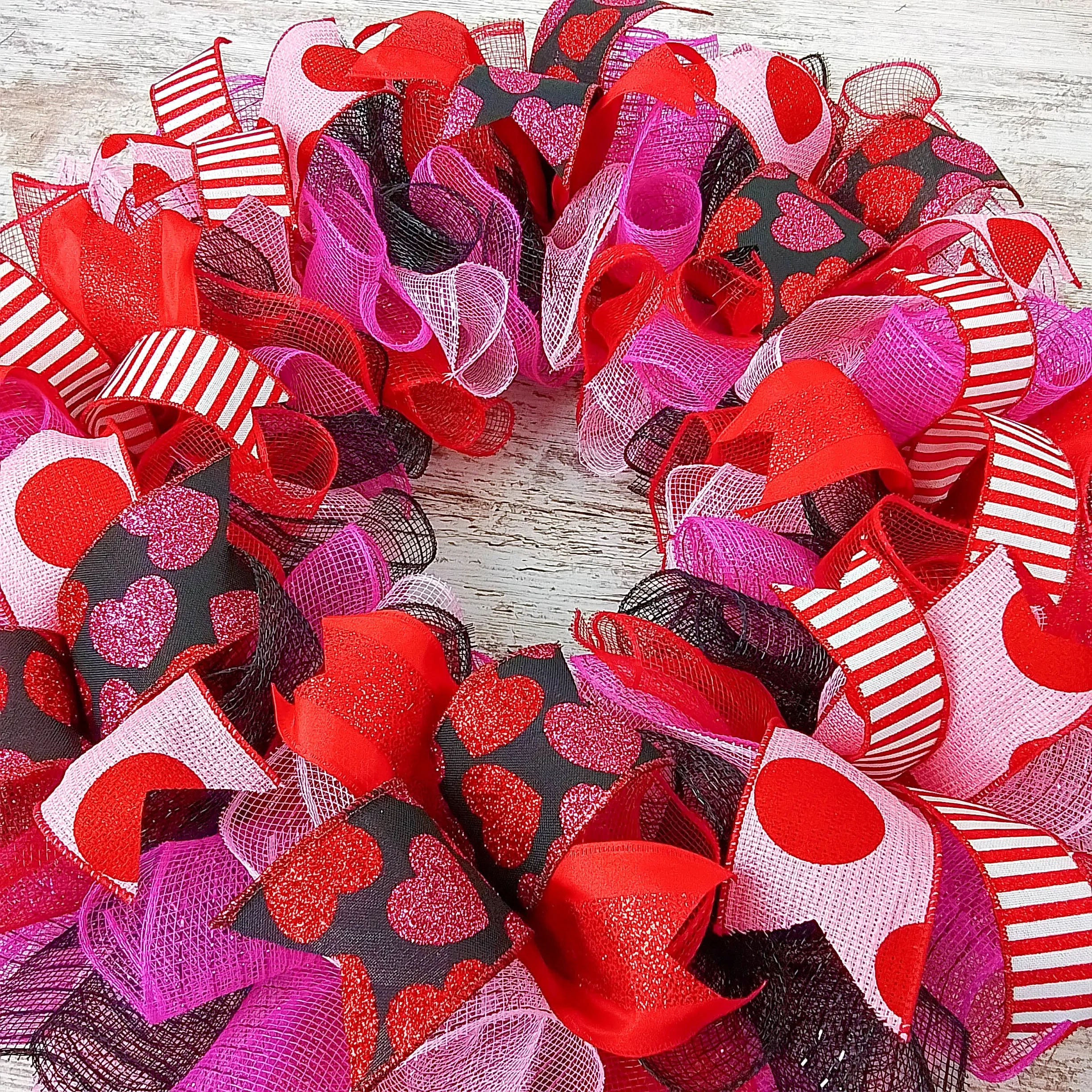 Bold Valentine's Day Wreath - Valentines Mesh Door Wreath - Valentine Wreath