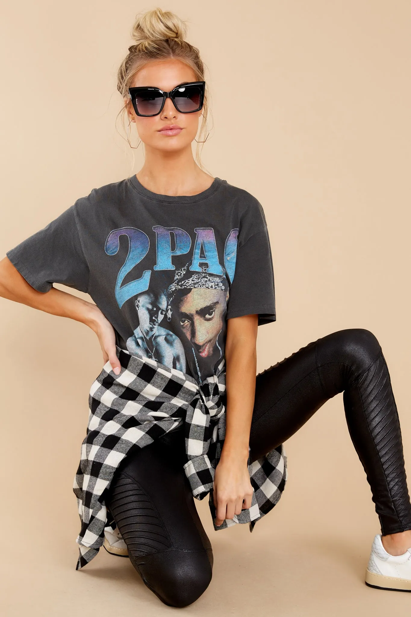Chasing Cities Black And White Plaid Top