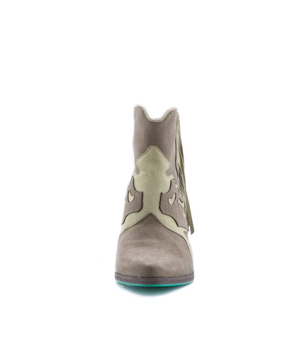 Jane Vegan Suede Ankle Cowboy Boots | Military Green